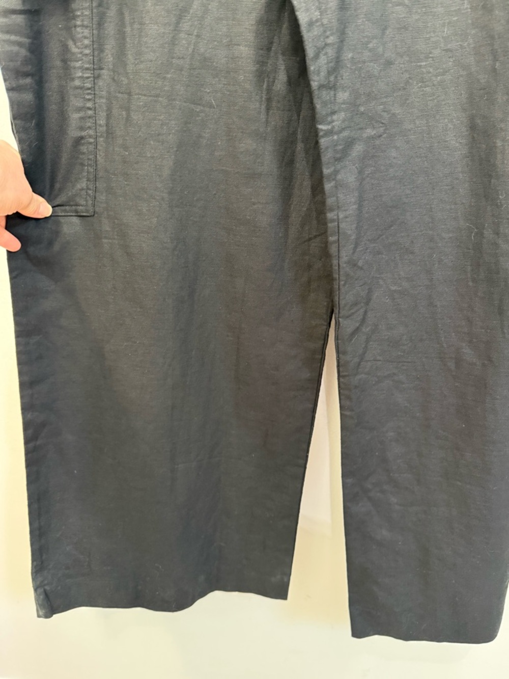Gap Black Linen Cotton Cargo Jumpsuit Wide Leg Strapless Women’s Medium NEW - Picture 5 of 11